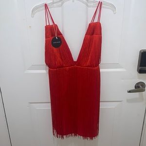 Fringe Double-Strapped Plunging Dress